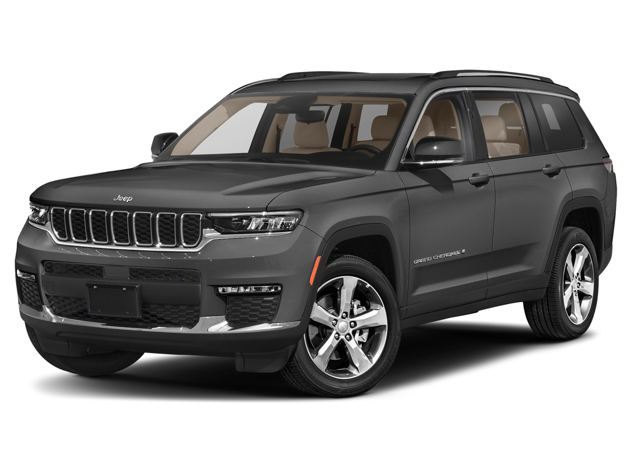2021 Jeep Grand Cherokee L Laredo in Baltic Gray Metallic Clearcoat — front three-quarter view