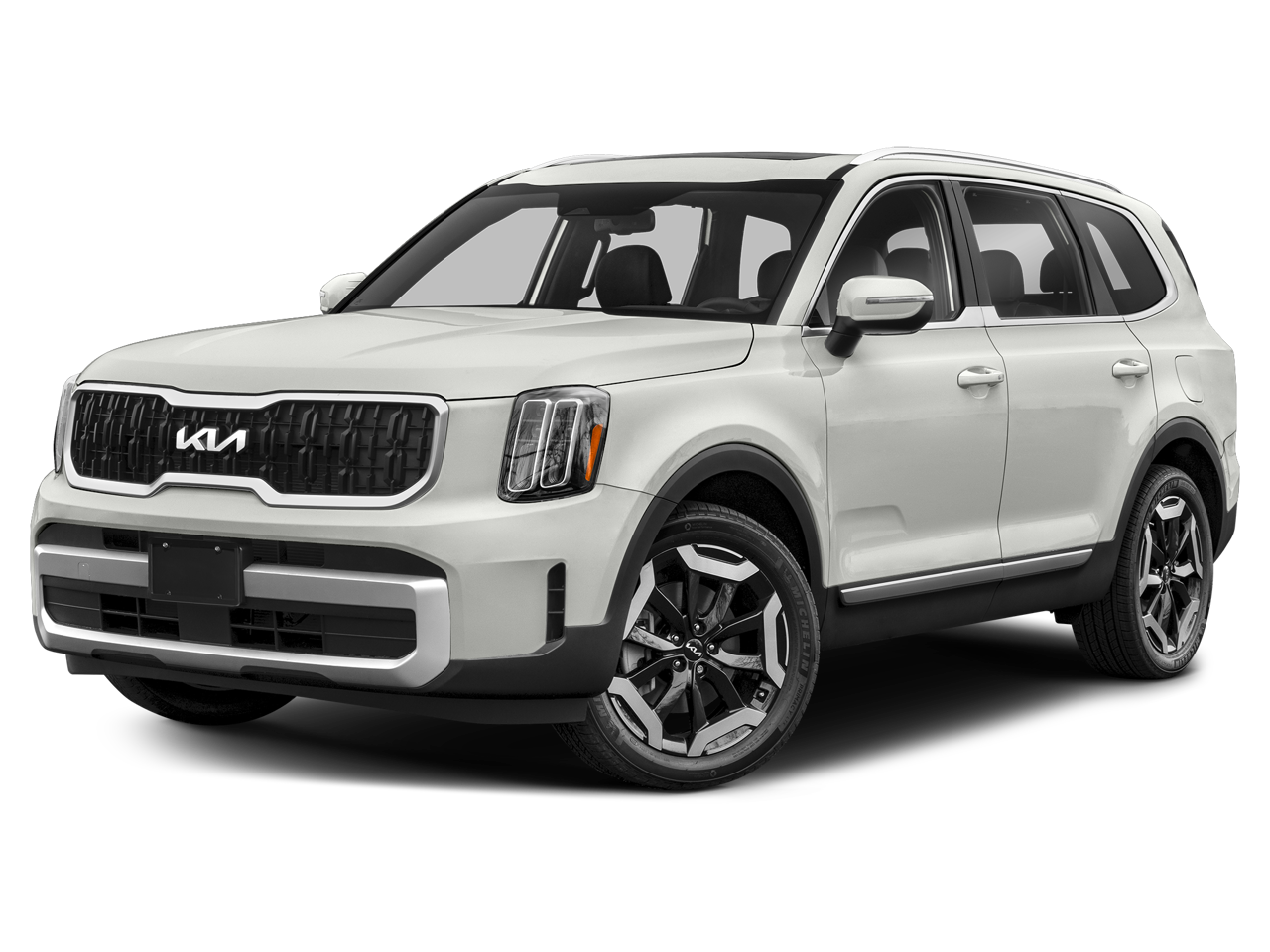2023 Kia Telluride EX in Glacial White Pearl — front three-quarter view