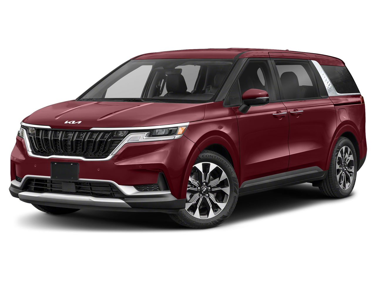 2024 Kia Carnival EX in Flare Red — front three-quarter view