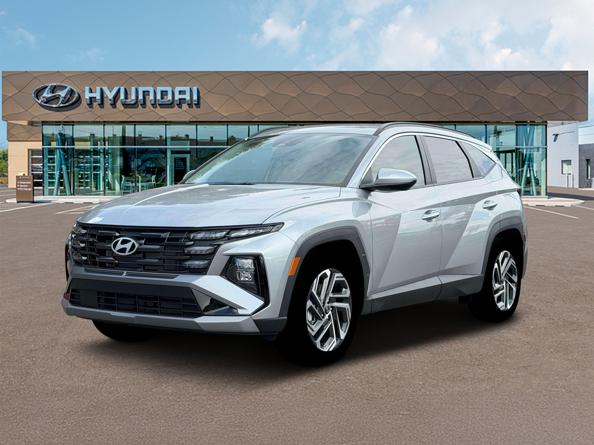 2026 Hyundai TUCSON SEL Plus FWD in Shimmering Silver — front three-quarter view