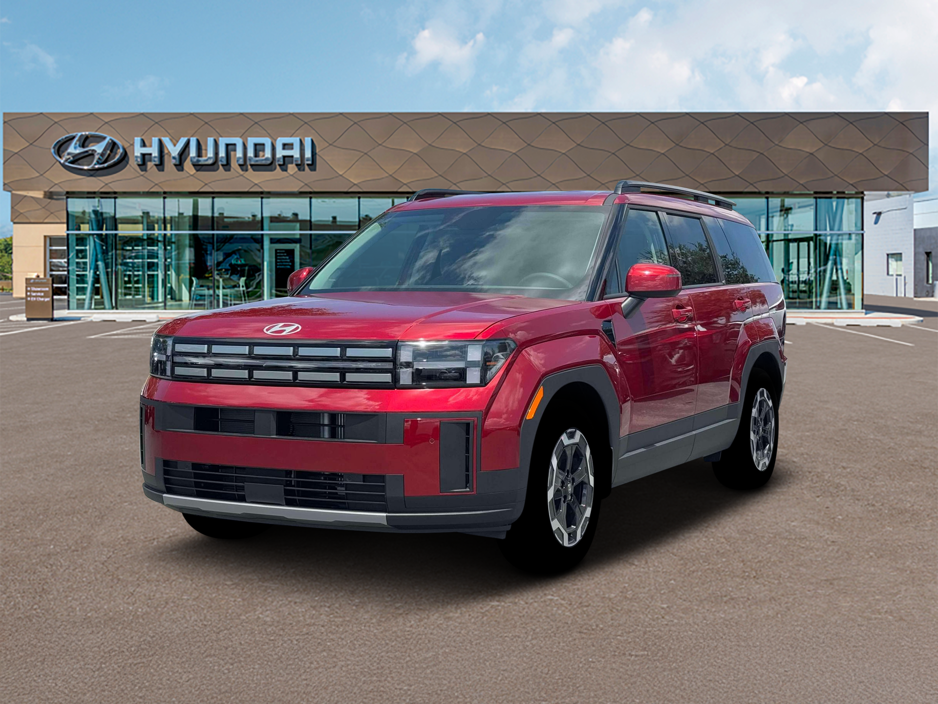 2026 Hyundai SANTA FE SEL AWD in Ultimate Red — front three-quarter view