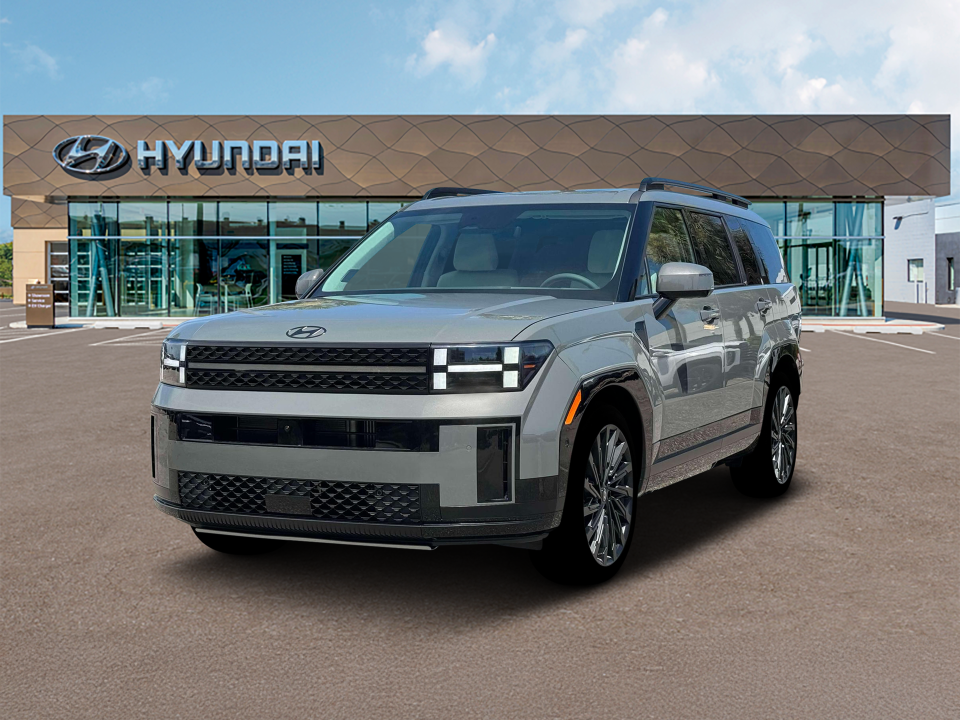 2026 Hyundai SANTA FE Calligraphy AWD in Hampton Gray — front three-quarter view