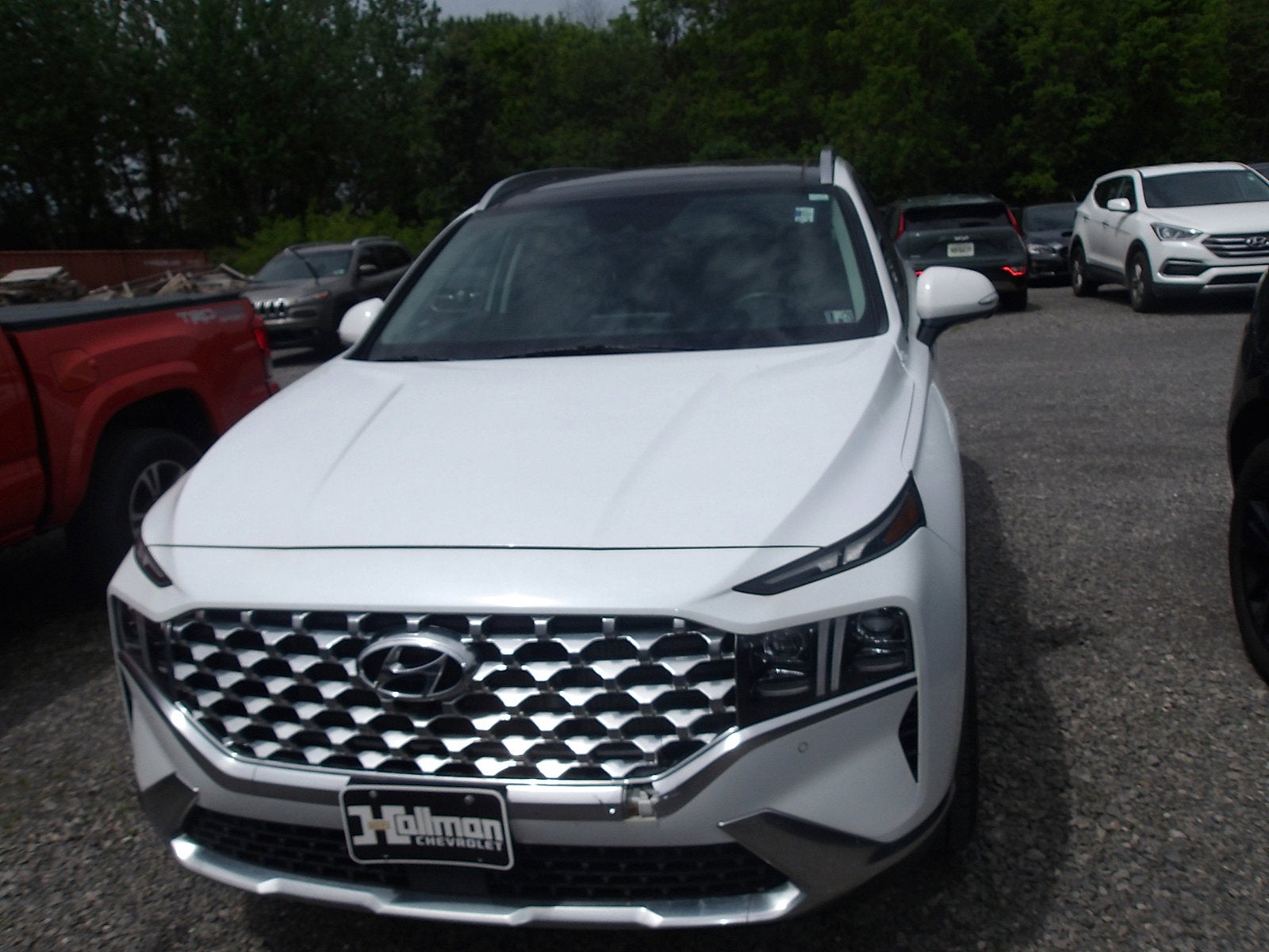 2021 Hyundai SANTA FE Limited in Quartz White — front three-quarter view
