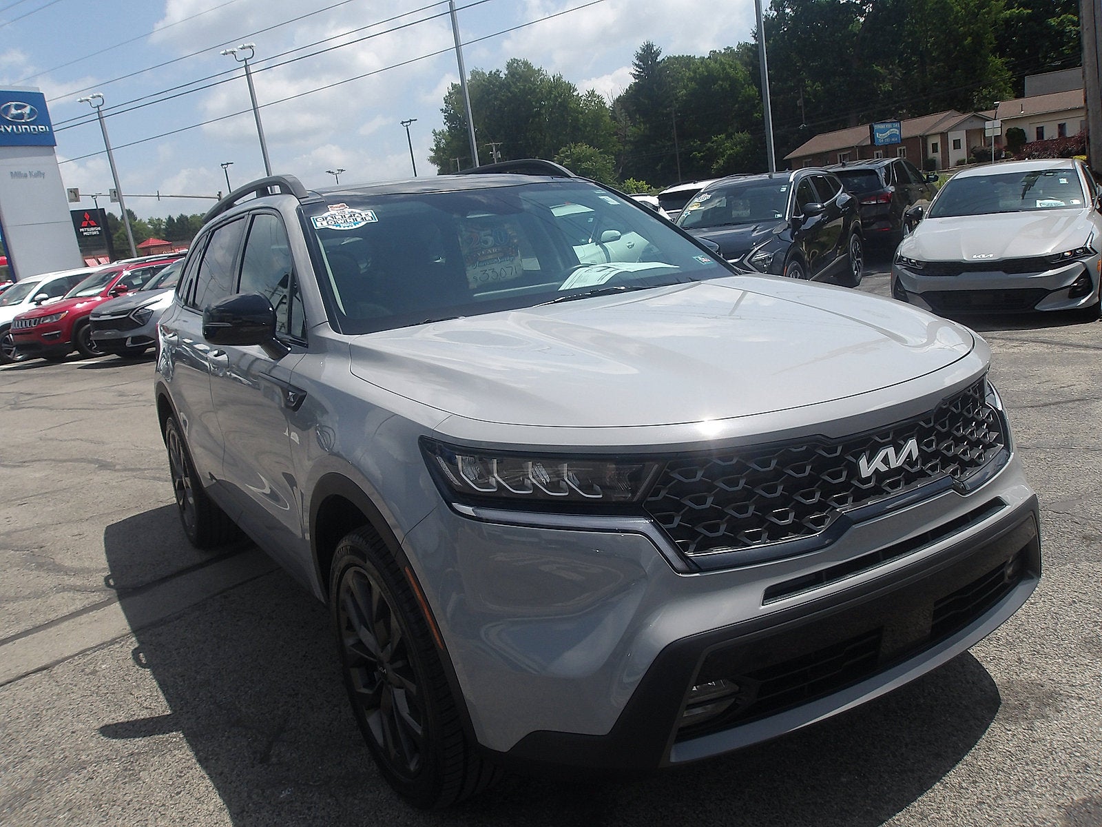 2023 Kia Sorento X-Line EX in Wolf Gray — front three-quarter view