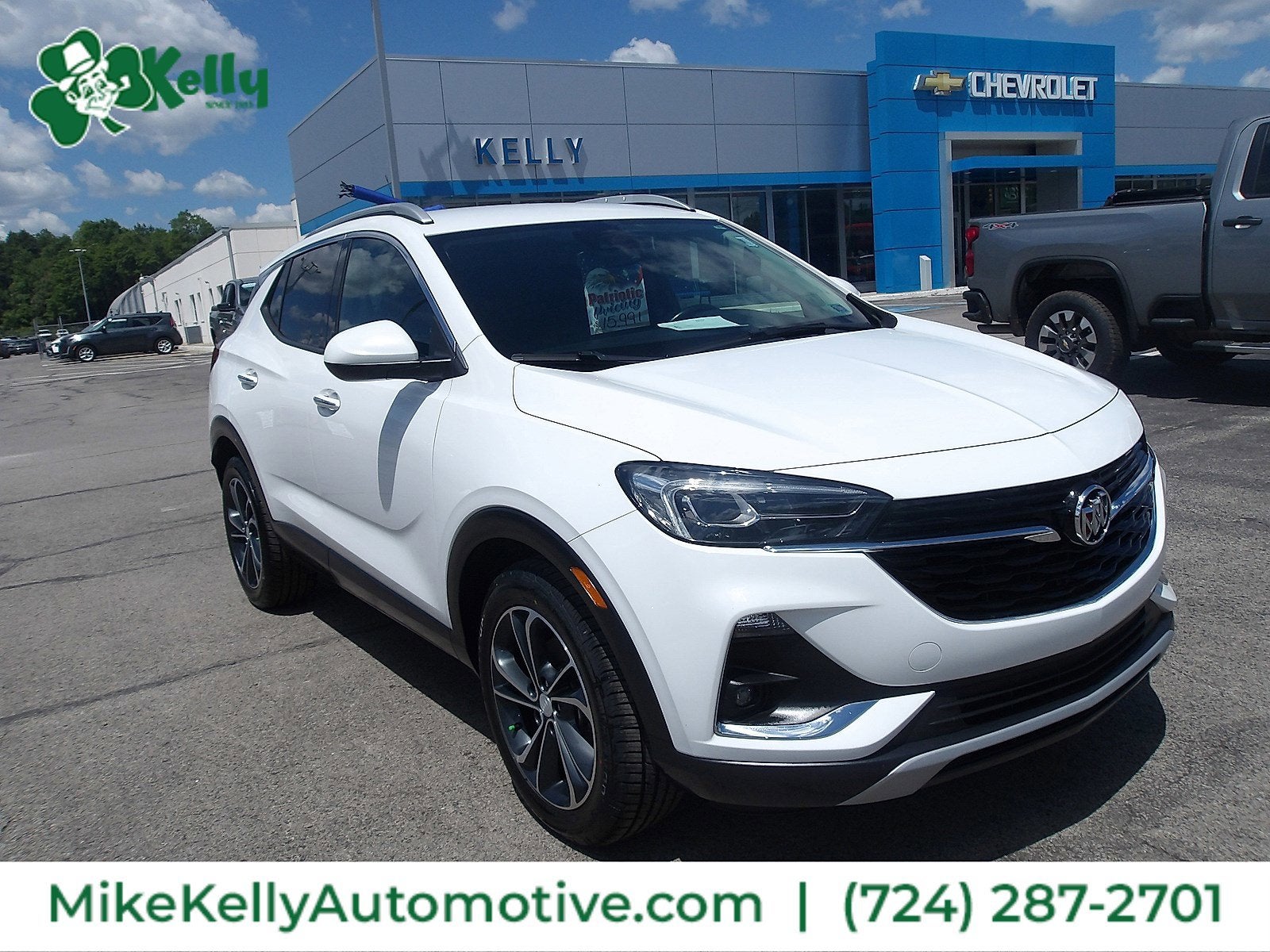 2020 Buick Encore GX Essence in Summit White — front three-quarter view